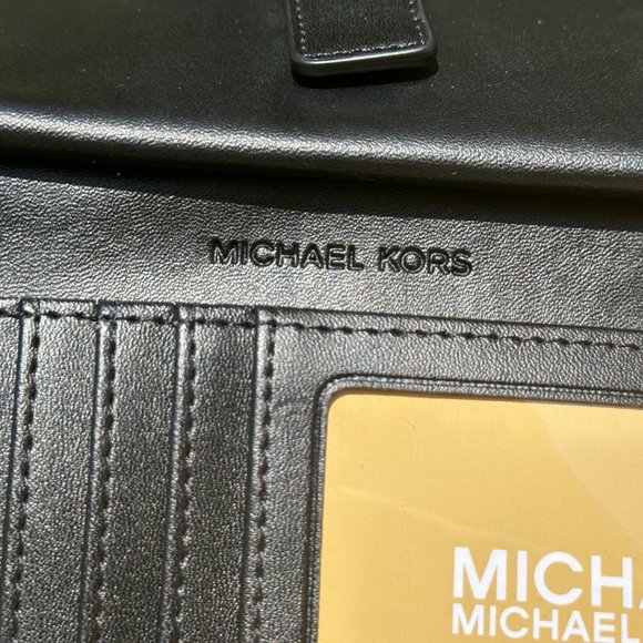 Michael Kors Jet Set Travel Large Double Zip Wallet MK Graphic Logo Brown Black - Picture 9 of 10